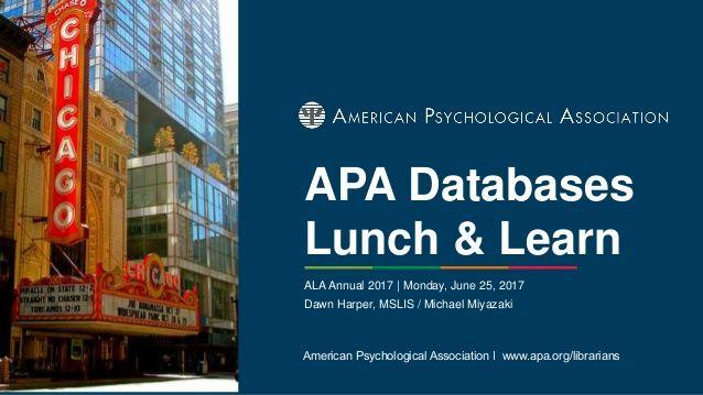 Apa.org Logo - APA Databases Lunch & Learn at ALA Annual 2017