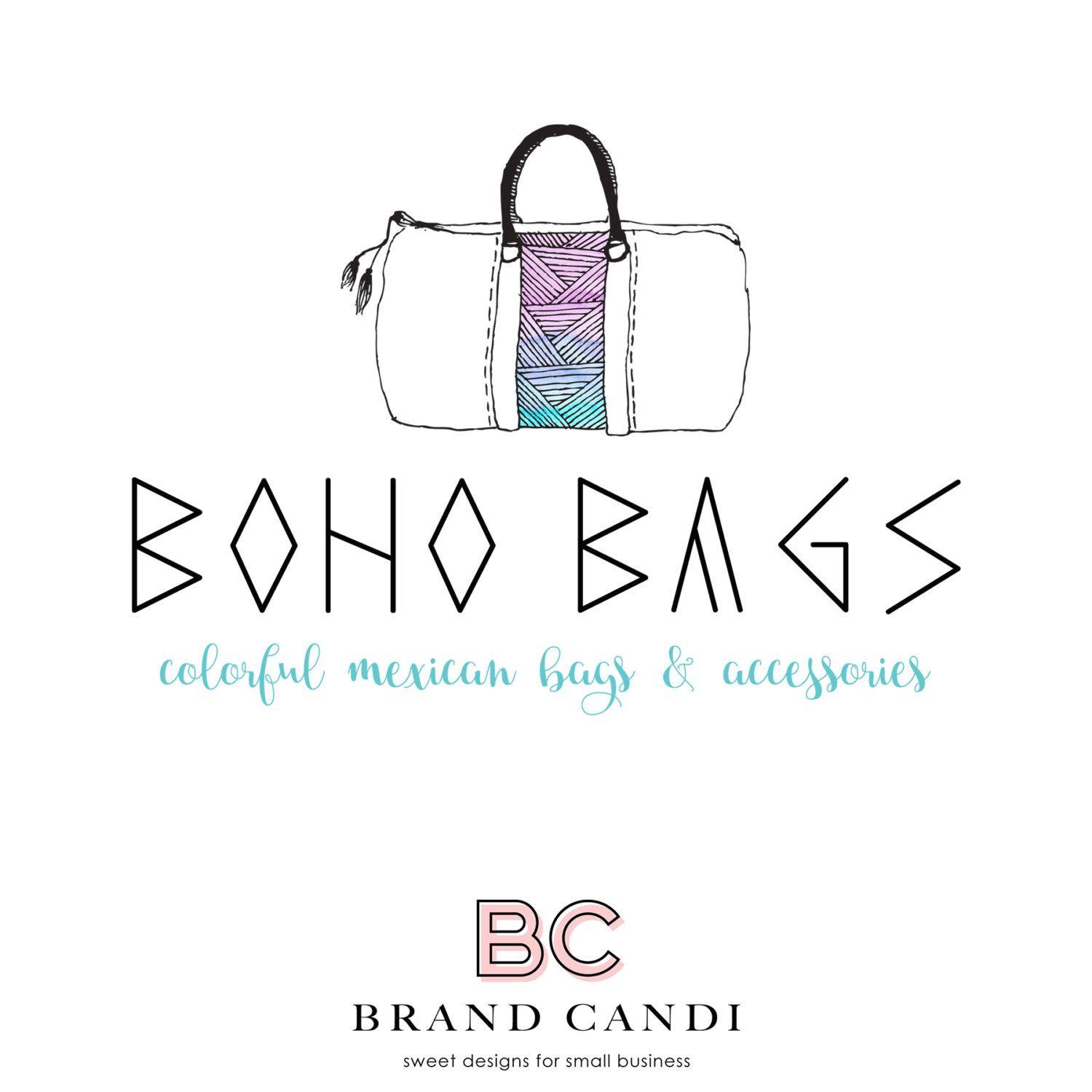 Bag Logo - Premade Logo Design - Bohemian Logo - Watercolor Logo - Bag Logo - Boutique  Logo - Script Logo - Boho Logo - Fashion Logo - Blogger Logo