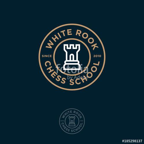 Rook Logo - White Rook Logo. Chess club or chess school emblem. Rook and letters ...