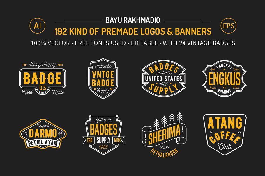 Badge Logo - 192 Premade Logo & 24 Vintage Badge ~ Logo Templates ~ Creative Market