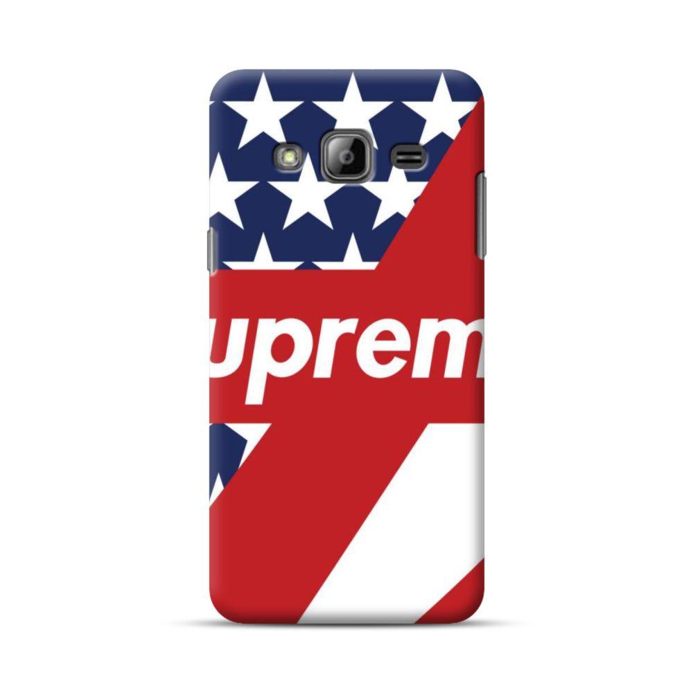 J3 Logo - Supreme USA Flag Samsung Galaxy J3 (2016) Case