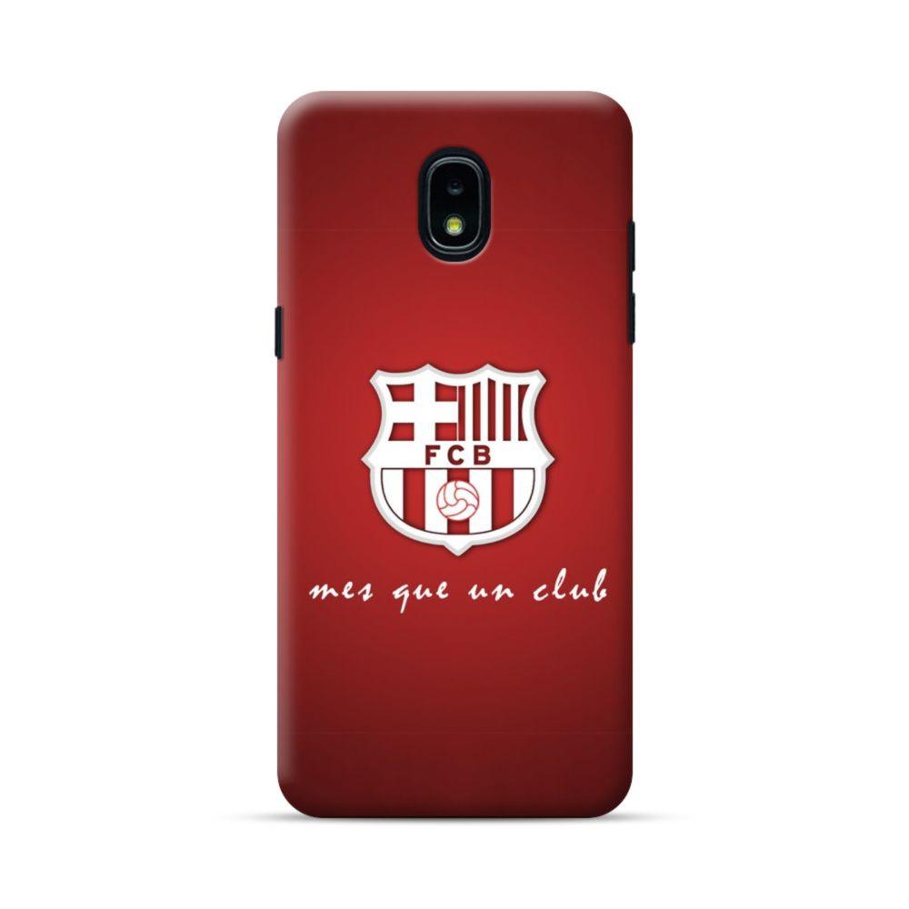 J3 Logo - FC Barcelona Logo Flat White Samsung Galaxy J3 2018 Case