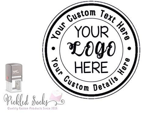 Stamps Logo - Custom Business Logo Double Round Border Stamp Lines of Text Inking Stamper Personalized Stamp for Local Business