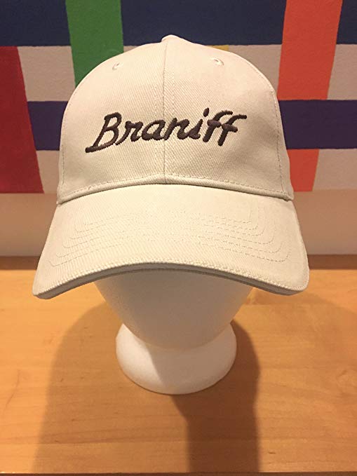 Braniff Logo - Baseball Cap Light Khaki Sandwich Cotton with Brown