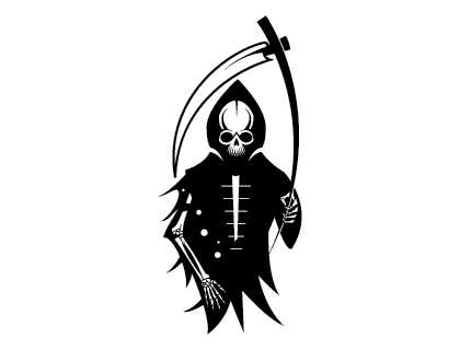 Skeleton Logo - Skeleton with Scythe Vector Logo