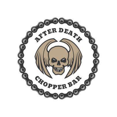 Skeleton Logo - Biker Bar Logo Design Template with Creepy Skull Clipart 1763