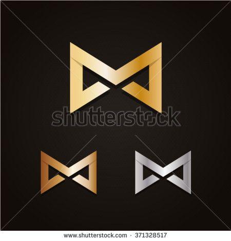 Bowtie Logo - Bow Tie Logo - Letter M. Luxury, gold, silver, bronze metal - stock ...