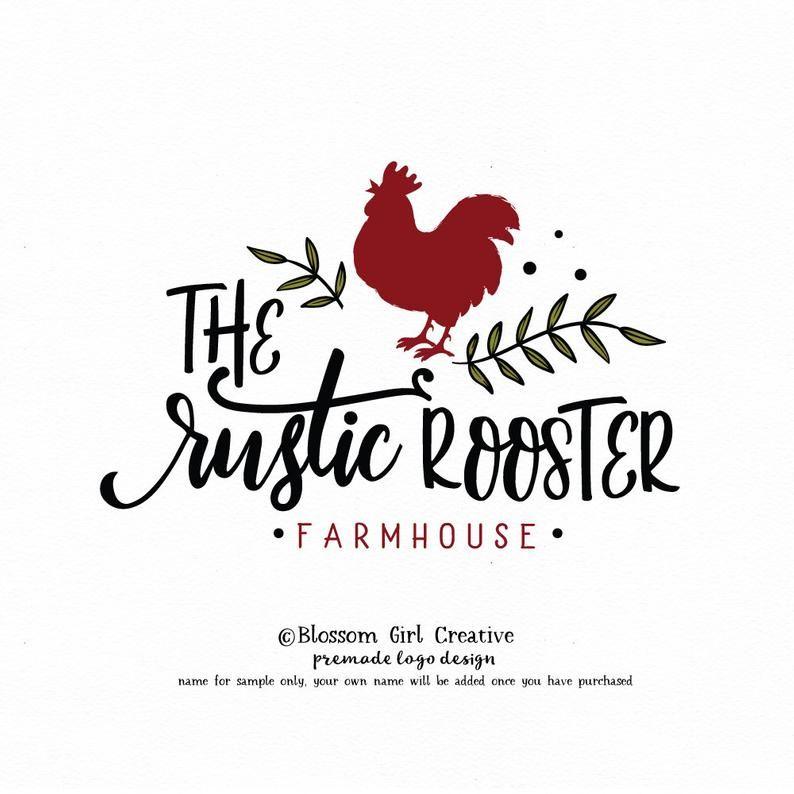 Rooster Logo - rooster logo chicken logo farm logo laurel logo rustic logo premade logo  organics logo food blog logo restaurant logo poultry logo watermark