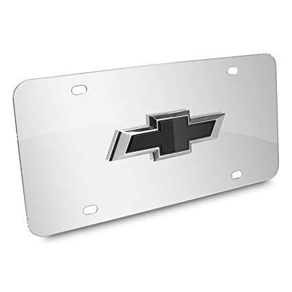 Bowtie Logo - iPick Image Chevrolet 3D Black Bowtie Logo Chrome Stainless Steel License  Plate