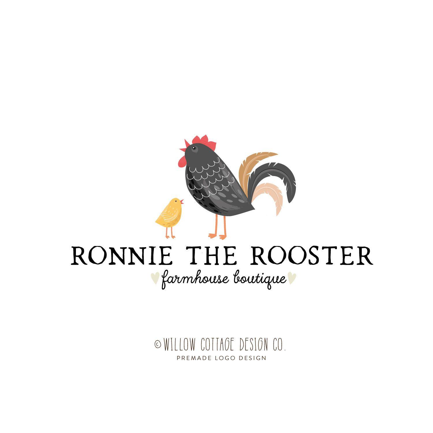 Poultry Logo - rooster logo, chicken logo, hen logo, farmhouse logo, farm logo, barn logo,  poultry logo, premade logo, farmers logo, children's logo, logo