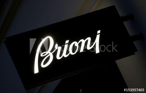 Brioni Logo - A company logo is pictured outside a Brioni store in Vienna