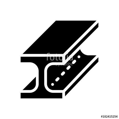 I-Beam Logo - Construction - Steel I Beam - (Solid)