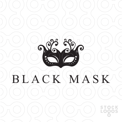 Masquerade Logo - The black mask image contrast with the white background. The visual ...