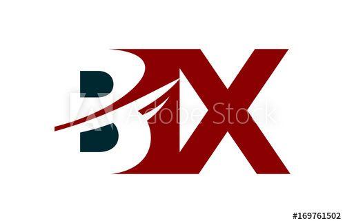 BX Red a Logo - BX Red Negative Space square Swoosh Letter Logo this stock