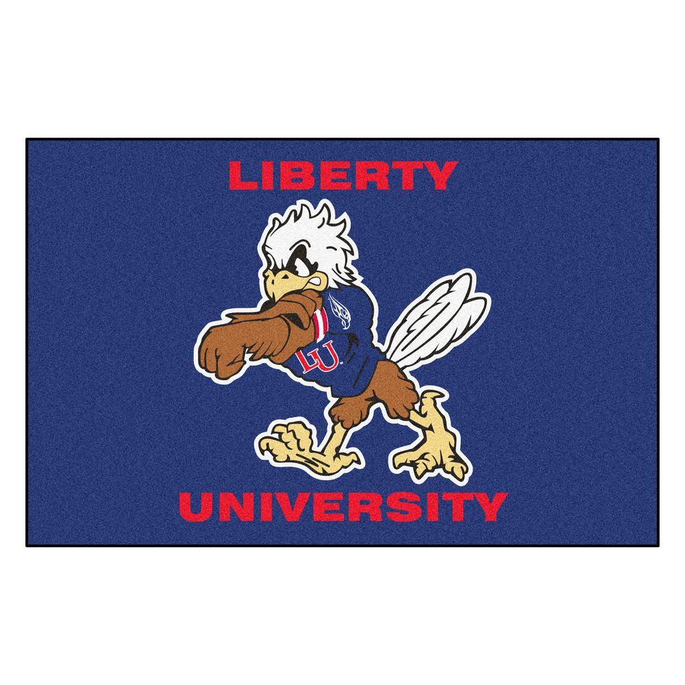 Sparky Logo - FANMATS NCAA Liberty University Sparky Logo Blue 2 ft. x 3 ft. Area Rug