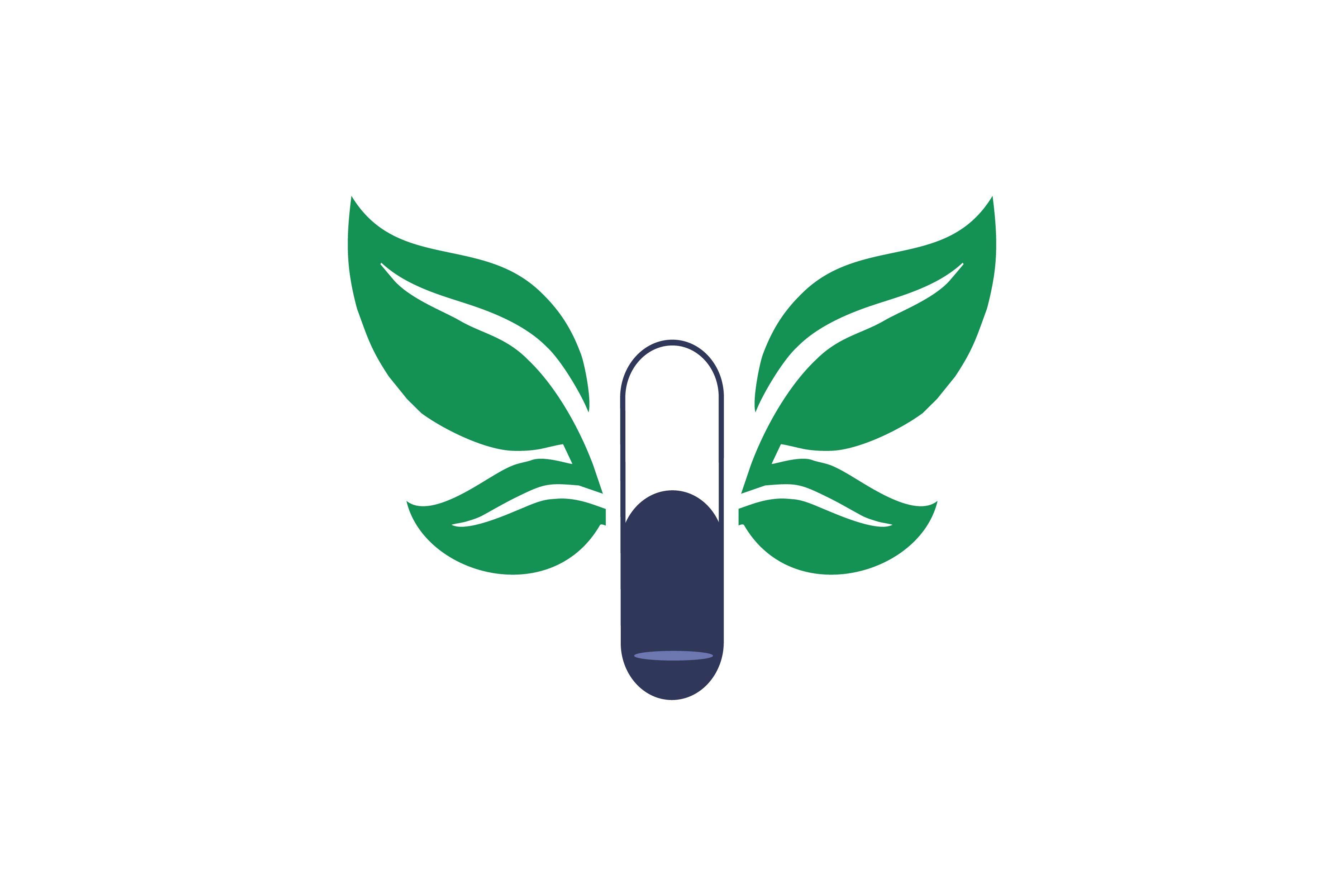 Pills Logo - Tablet pills and leaf medical logo