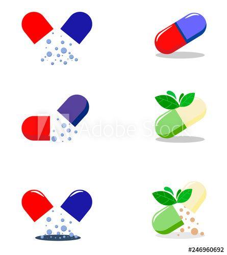 Pills Logo - Set pills icon. Nutraceuticals logo design. Phytopreparations vector ...