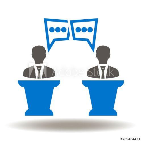 Politician Logo - Debate politician tribune icon vector. Dispute politics podium logo ...