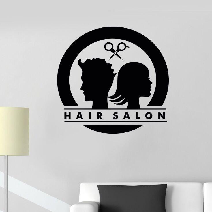 Hairdresser Logo - US $6.71 25% OFF. Hair Salon Logo Wall Sticker Barbershop Stylist Wall Decal Hair Salon Decoration Removable Hairdresser Wall Art Mural AY902 In Wall