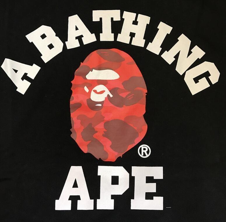 Red BAPE Logo - New Men's Japan Bape red camo money icon Summer A Bathing ape T ...