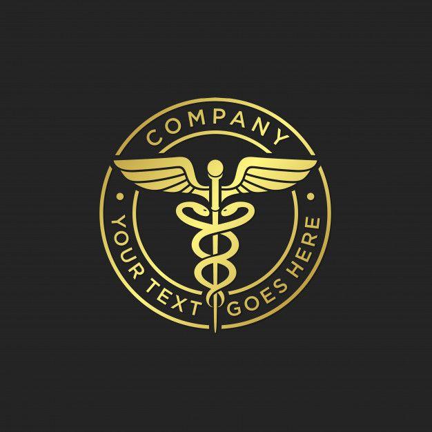 Caduceus Logo - Gold medical caduceus logo template Vector | Premium Download