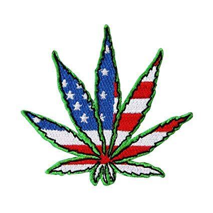 Marijuana.com Logo - Pot Marijuana Leaf US USA Flag Logo Embroidered iron on Hippie Patch