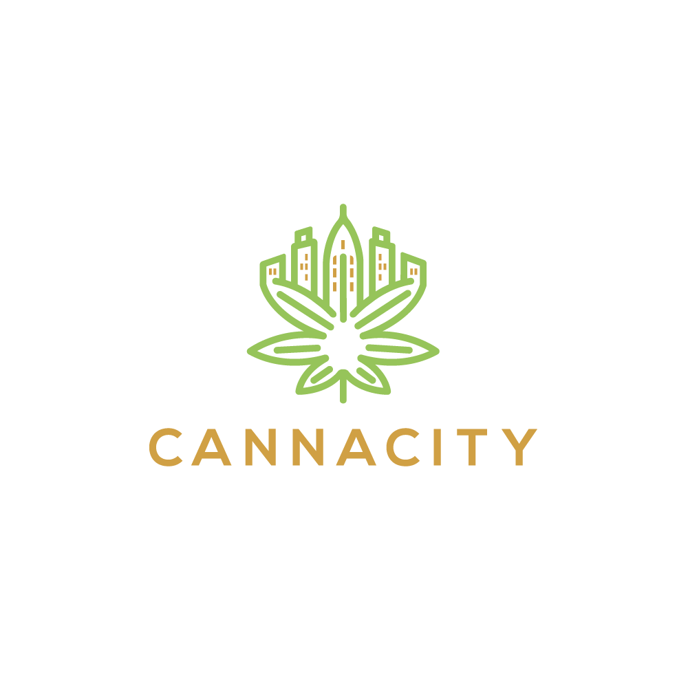 Marijuana.com Logo - SOLD: Cannacity — Marijuana Leaf City Skyline Logo