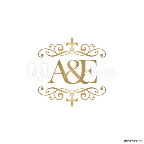 A&E Logo - A&E Initial logo. Ornament ampersand monogram golden logo this
