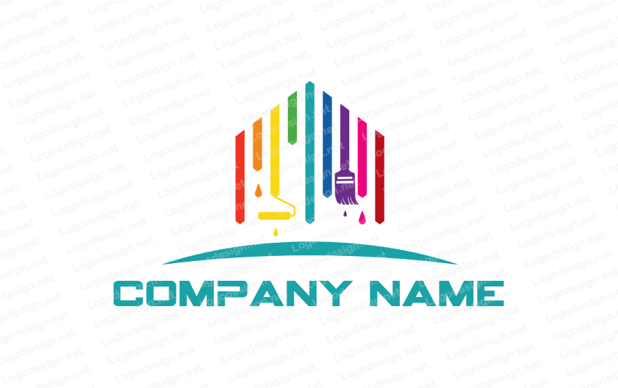Stripes Logo - paint brush and roller creating colorful stripes | Logo Template by ...