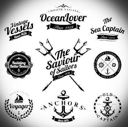 Maritime Logo - Maritime logos. Logo components. Boat icon, Retro, Lettering