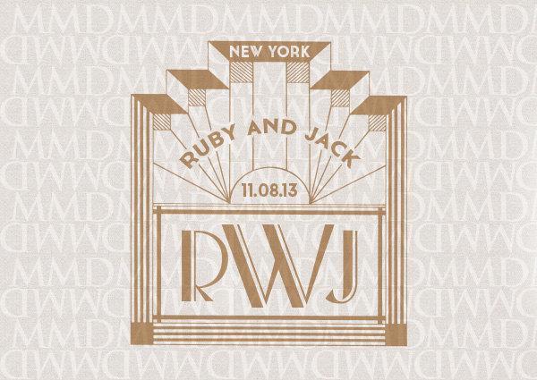 1920s Logo - Hollywood Lights 1920s Art Deco Gatsby Wedding Monogram - Wedding ...