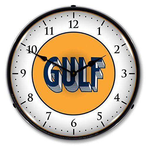 1920s Logo - Amazon.com: Gulf Oil 1920's Logo Lighted Wall Clock: Home & Kitchen
