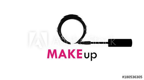 Mascara Logo - Makeup logo with Black Brush of mascara and textured circle stroke
