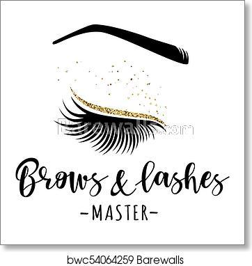 Mascara Logo - Brows and lashes gold logo art print poster