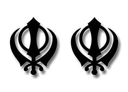 Sikhism Logo - 2 Black Sikhism Khanda Religious Symbol Decal Sticker Sikh Kara Khanda  Punjabi Kada Vinyl Vehicle Religion Decals Stickers (Sikhism Khanda - Black)