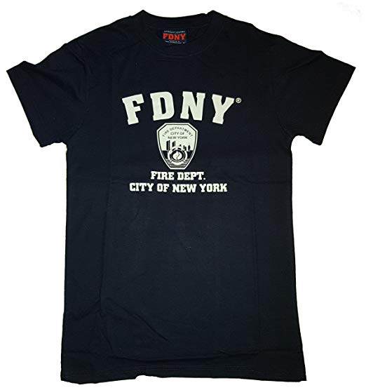 FDNY Logo - Amazon.com: FDNY Short Sleeve White Fire Dept Logo and Shield T ...