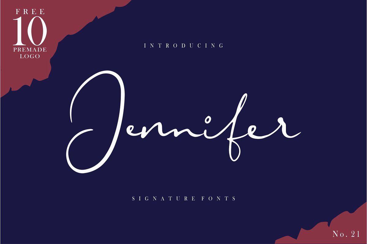 Jennifer Logo - Jennifer Signature Fonts [+Logo] ~ Script Fonts ~ Creative Market