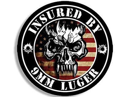 Insured Logo - American Vinyl Round Insured by 9MM Luger Sticker
