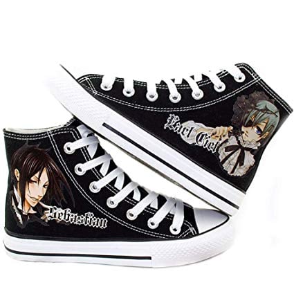 Kuroshitsuji Logo - Black Butler Kuroshitsuji Anime Ciel and Sebastian Cosplay Shoes Canvas  Shoes Sneakers White and Black