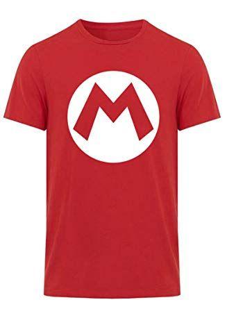 Red Clothing Logo - Super Mario Brothers Mario Logo T Shirt: Amazon.co.uk: Clothing