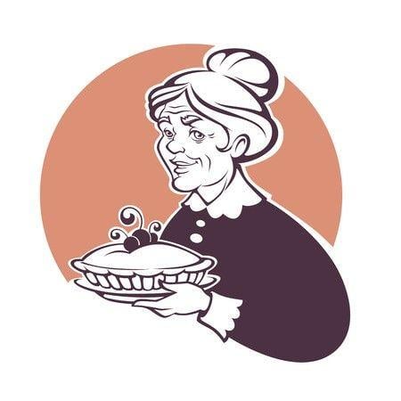 Grandmother Logo - vector portrait of lovely grandmother and home made pie, for your ...