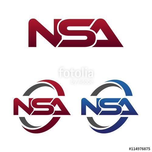 NSA Logo - Modern 3 Letters Initial logo Vector Swoosh Red Blue nsa Stock