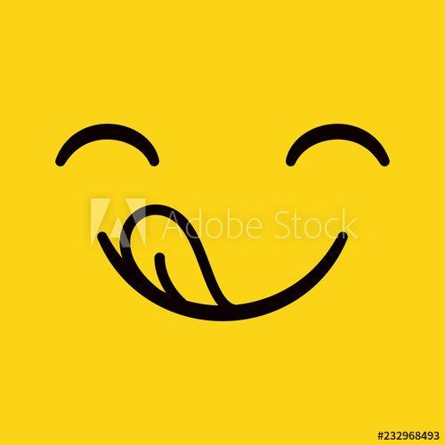 Delicious.com Logo - Yummy emoticon with happy smile and tongue enjoying great taste ...