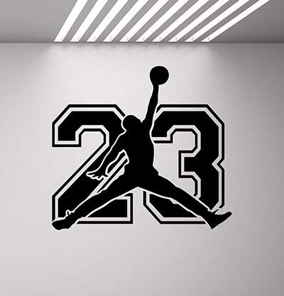 23 Logo - CarolGreyDecals Michael Jordan Sign Wall Decal Sport 23 Air Jordan Jumpman  Decal Basketball Poster Stencil Gym Wall Vinyl Sticker Kids Teen Boy Room  ...