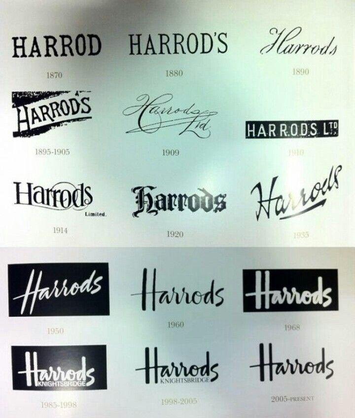 Harrods Logo - HARRODS logo evolution. Poster. Typography logo, London logo, Logo