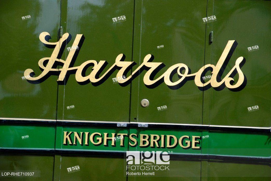 Harrods Logo - England, London, Westminster, A close up the Harrods logo on the ...