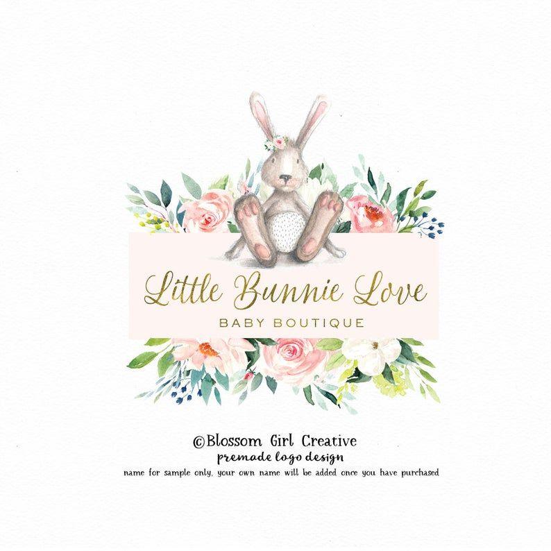 Banny Logo - bunny logo rabbit logo doll logo baby boutique logo children's logo party  logo event planner logo photography logo watercolor logo branding