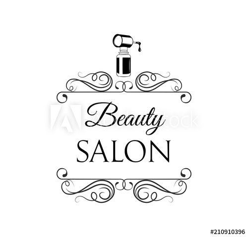 Filigree Logo - Nail polish icon. Beauty salon logo, label. Decoration, swirls