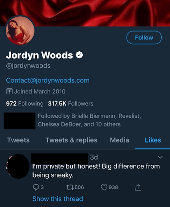 Jordyn Logo - Jordyn Woods Liked 'Sneaky' Tweet Before Cheating With Tristan