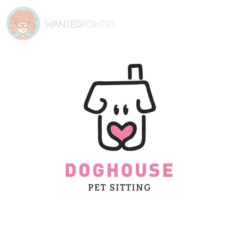 Pet Logo - Dog House Heart Logo - Custom Pre-Made Logo Design - Pet Logo Illustration
